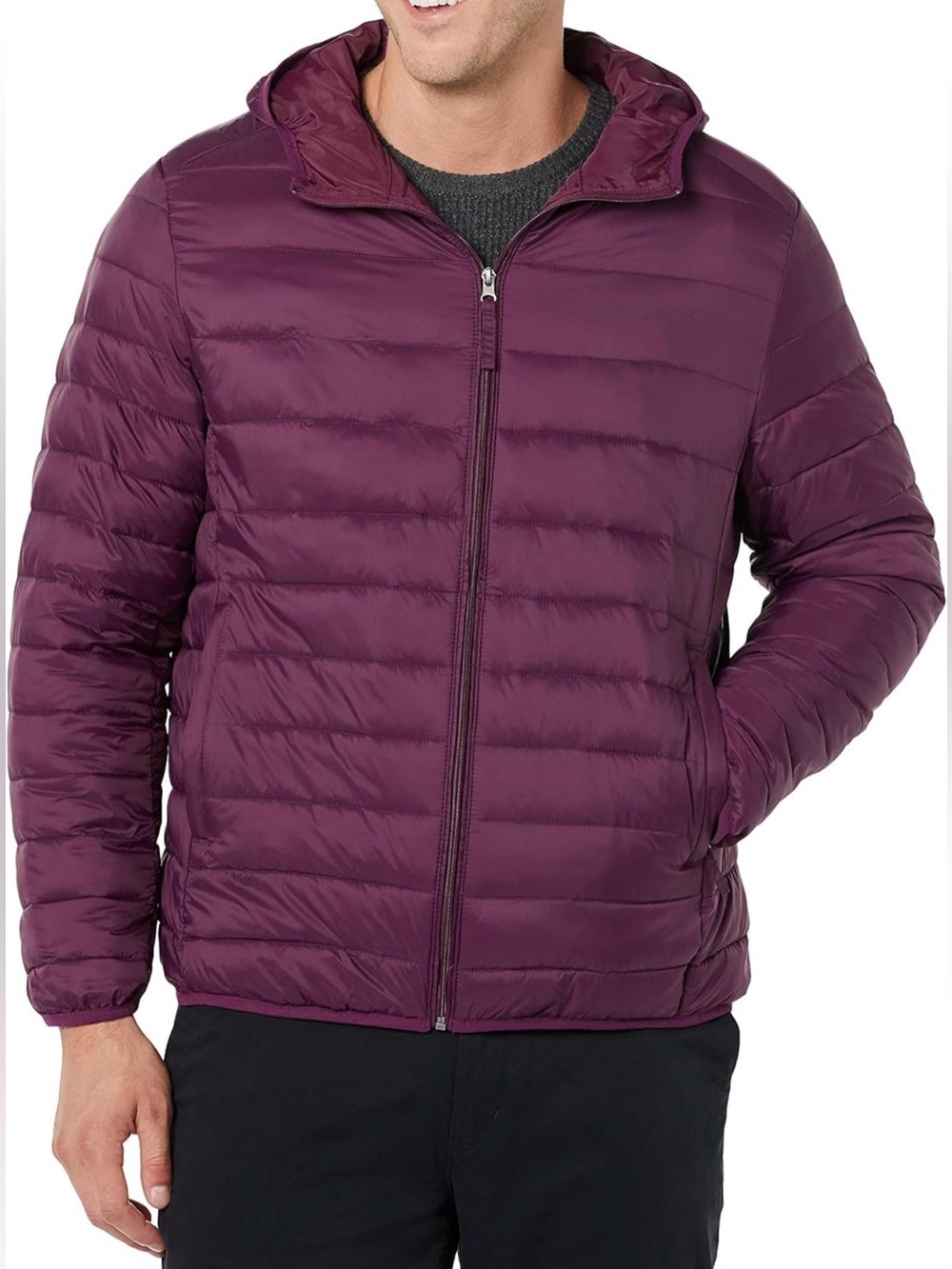 Men's Lightweight Water-Resistant Packable Hooded Puffer Jacket